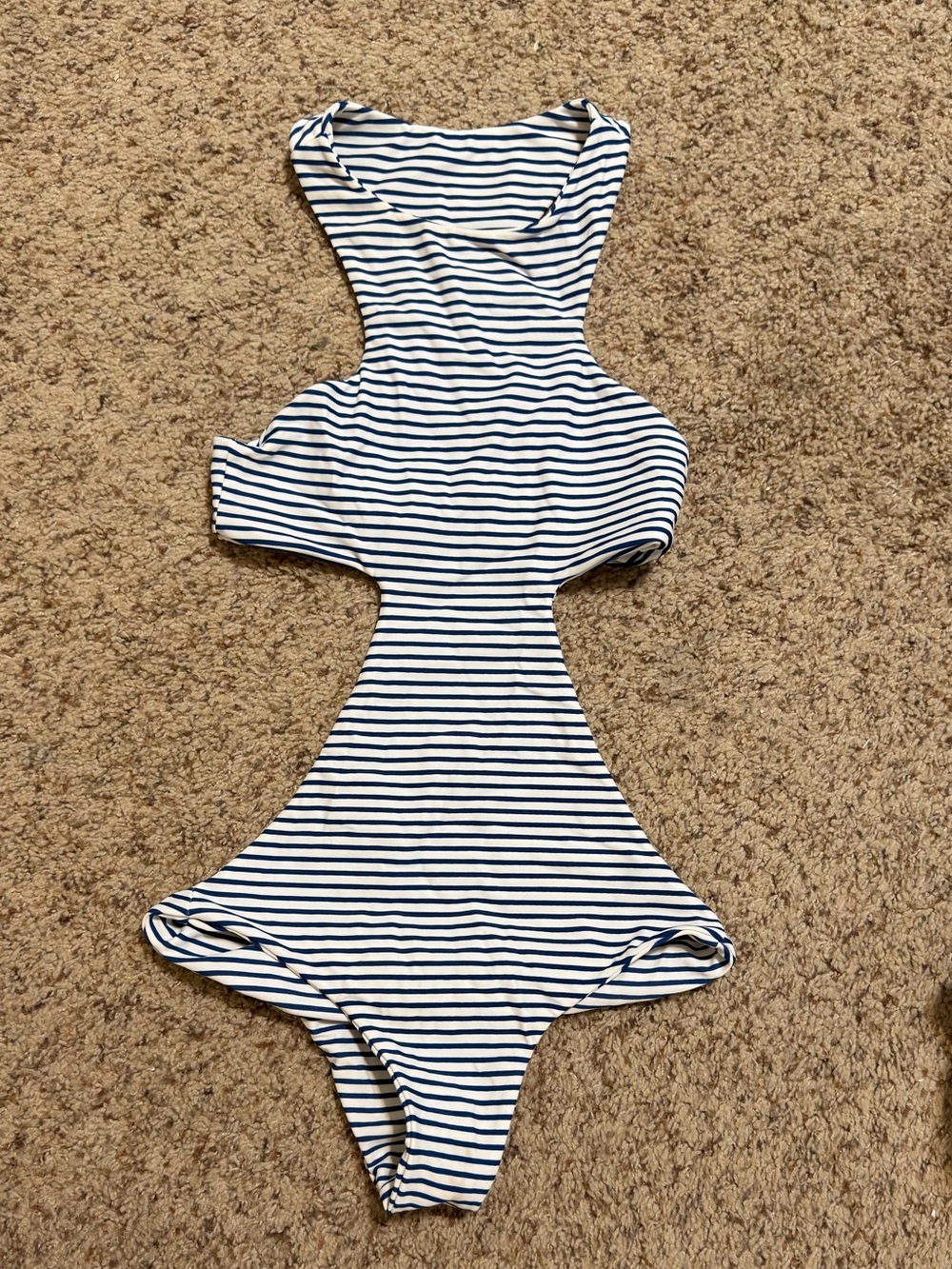 Mikoh Navy and White Striped Women’s One-Piece Bikini Small